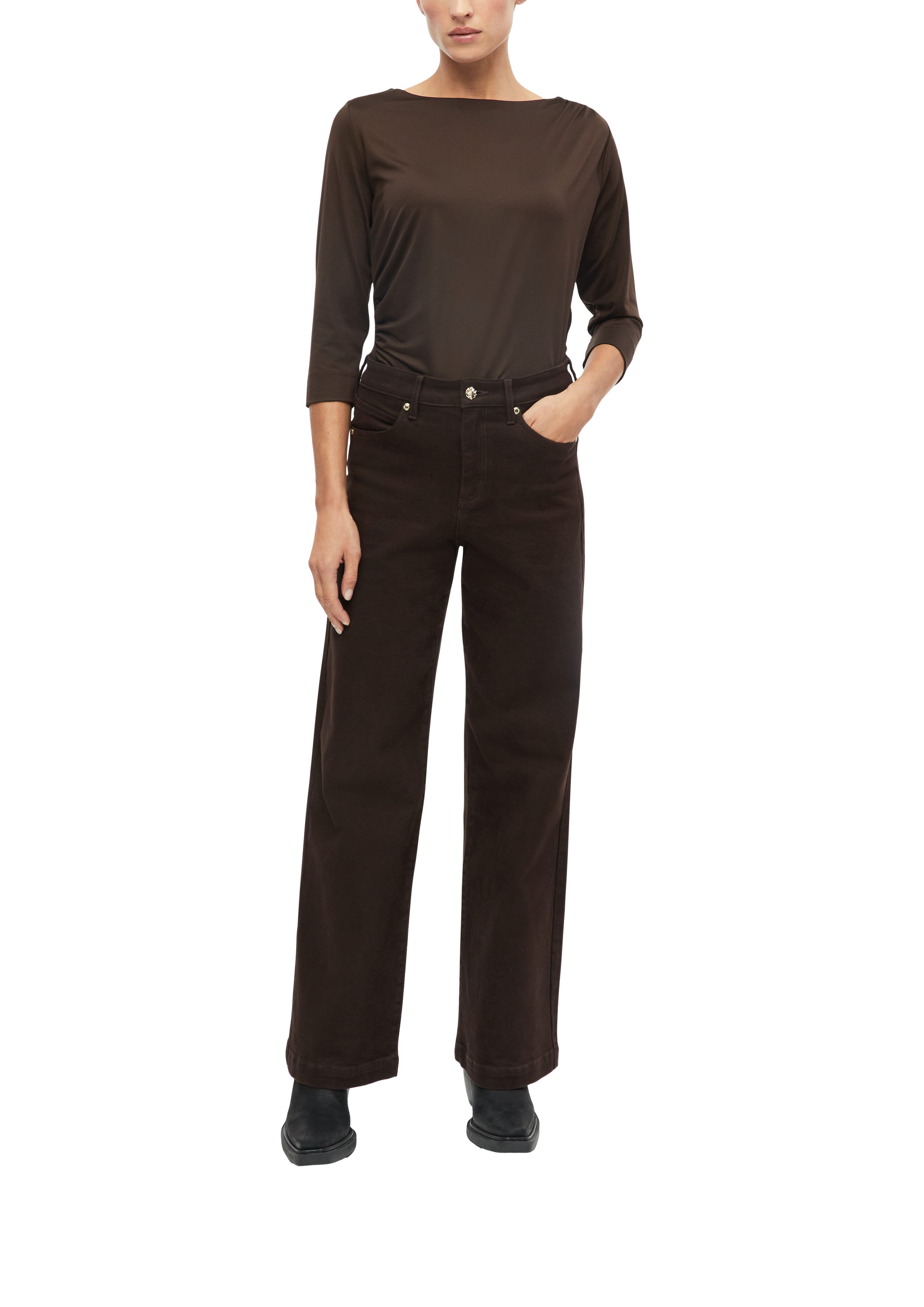 s.Oliver BLACK LABEL 3/4-Arm-Shirt Sommershirt mit seitlicher Saffung – Bild 2 von 4