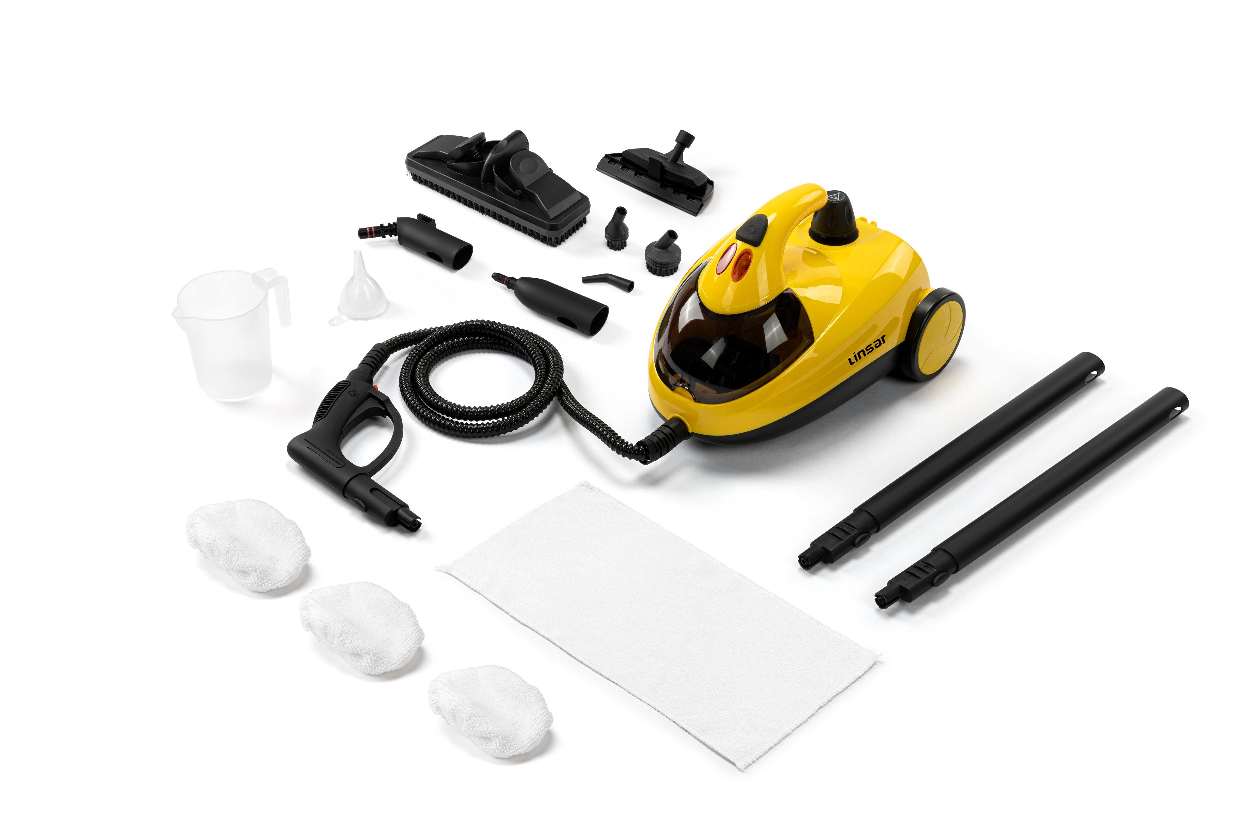 Linsar Пароочистители 12 Zubehörteile, Druck 4 Bar, kurze Vorheizzeit, 2,5m Kabel 1500 W