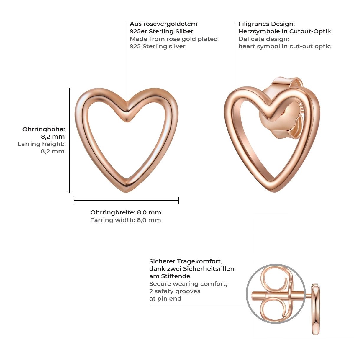 Glanzstücke München Paar Ohrstecker Set: GSM154 (2-tlg), in Herz Form günstig online kaufen