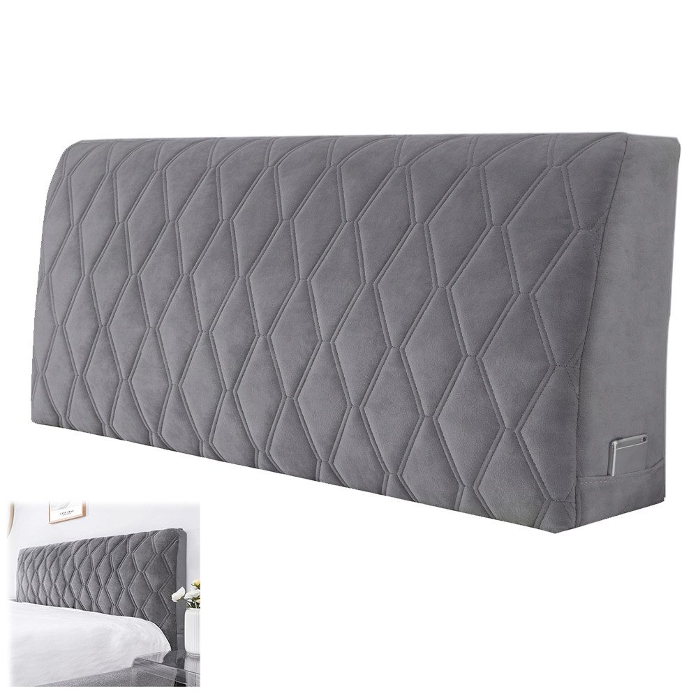 TUWENA Betthusse Bettkopfteil Hussen mit Taschen, Dehnbare Bett Kopfteil Bezug, Staubdichte Kopfteilbezug, Verdickt All-Inclusive Kopfteil Husse