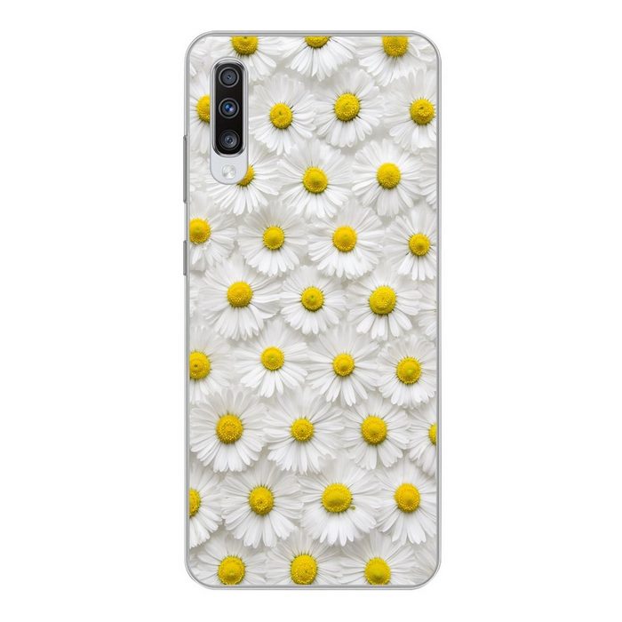 MuchoWow Handyhülle Ein florales Muster aus Gänseblümchen Phone Case Handyhülle Samsung Galaxy A70 Silikon Schutzhülle