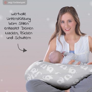 Theraline Stillkissen Das Komfort - Grau, 2-tlg., Lagerungskissen Schwangerschaftskissen inkl. Bezug (Baumwolle) 180 cm