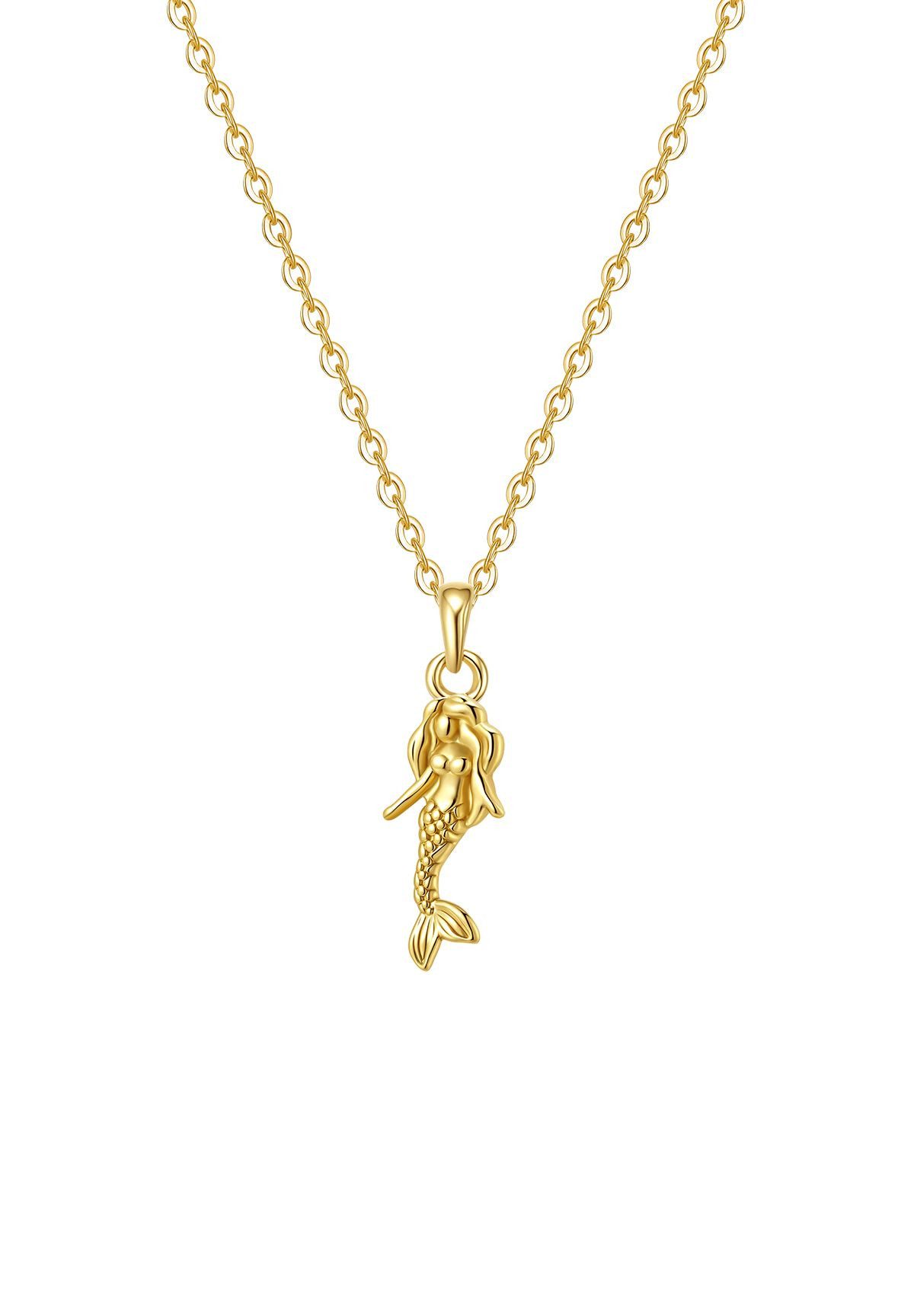 Hey Happiness Kette mit Anhänger Meerjungfrau, fein & elegant, Maritime Halskette Damen 925 Silber, 18K vergoldet