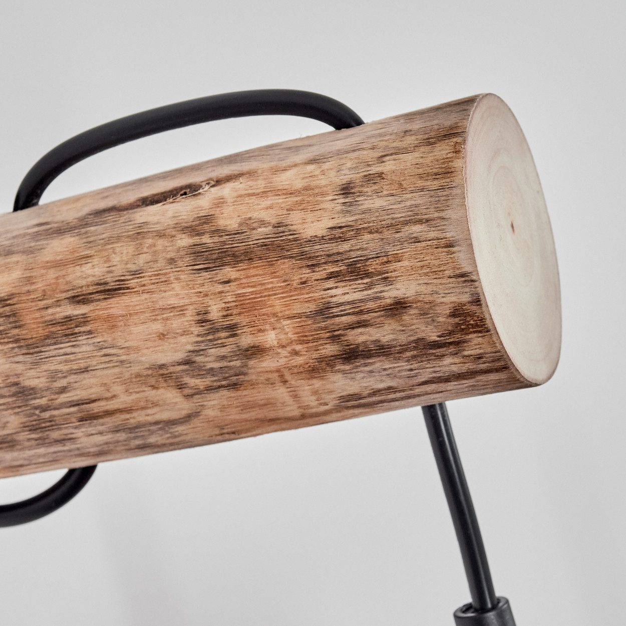 hofstein Wandleuchte Wandlampe aus Holz/Metall/Glas in Natur/Schwarz/Chrom/Rauch/Klar, ohne Leuchtmittel, Glasschirm (15cm), mit An/-Auschalter, 1x E27, ohne Leuchtmittel