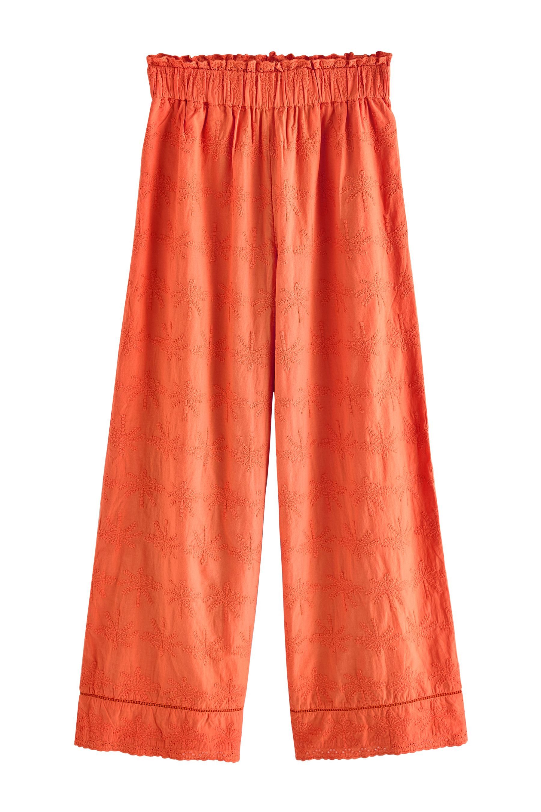 Palazzohose Bestickte Hose mit weitem Bein