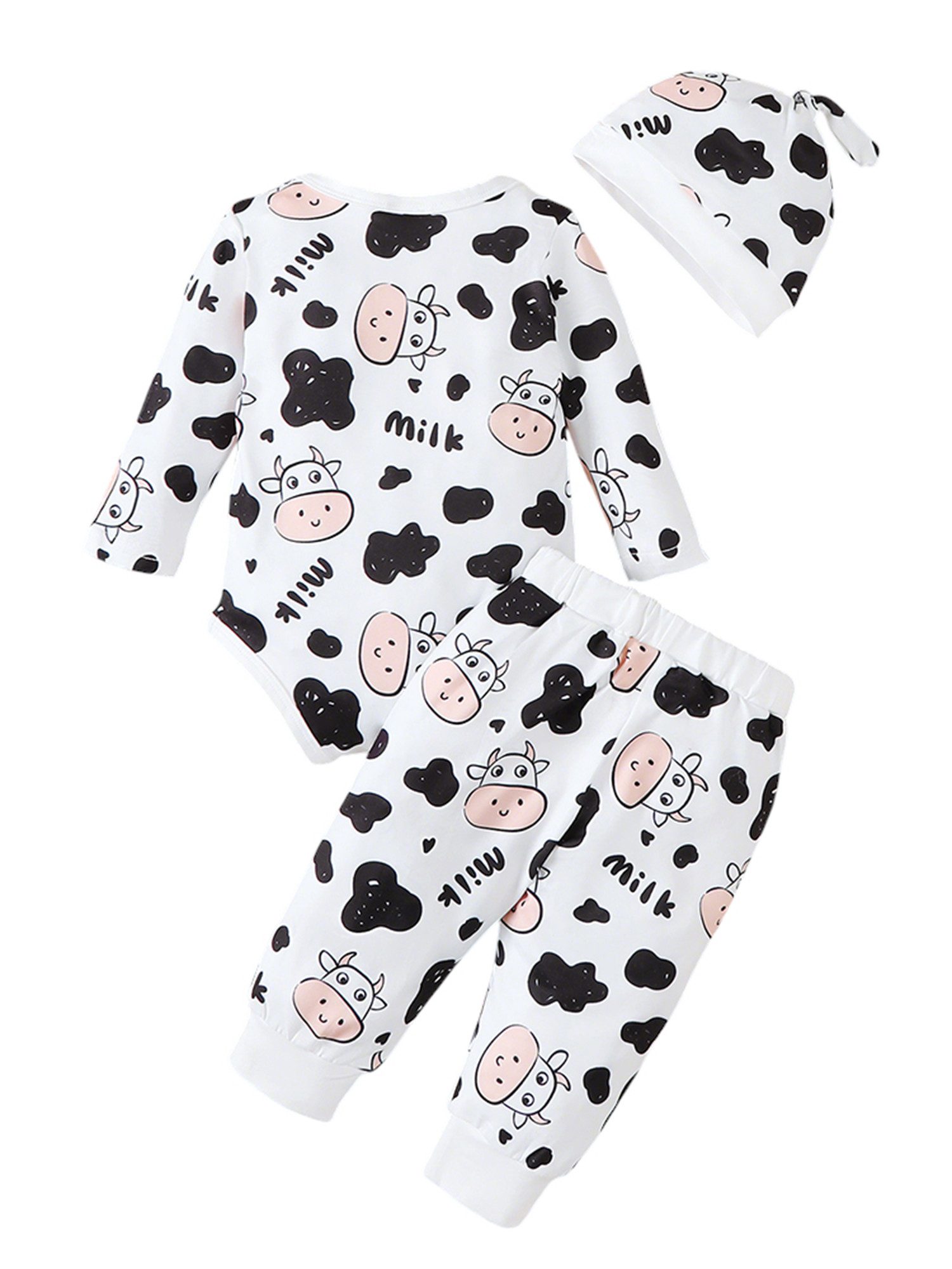 Gluckids Long-Sleeved Shirt & Pants Baby Comfortable Clothing, Long-Sleeved Bodysuit, Pants and Hat with Animal Print (Set, 3-Piece) Boys and Girls Basic Casual Set for Newborns in Spring/Autumn
