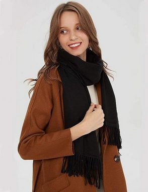 autolock Modeschal Schal Damen Warm Herbst unifarben Baumwolle, mit modischen fransen