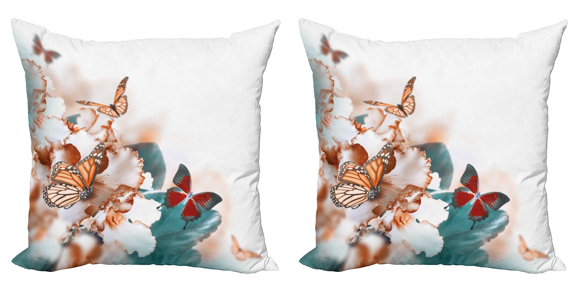 Kissenbezüge Modern Accent Doppelseitiger Digitaldruck, Abakuhaus (2 Stück), Natur Bunte Schmetterlinge fliegen