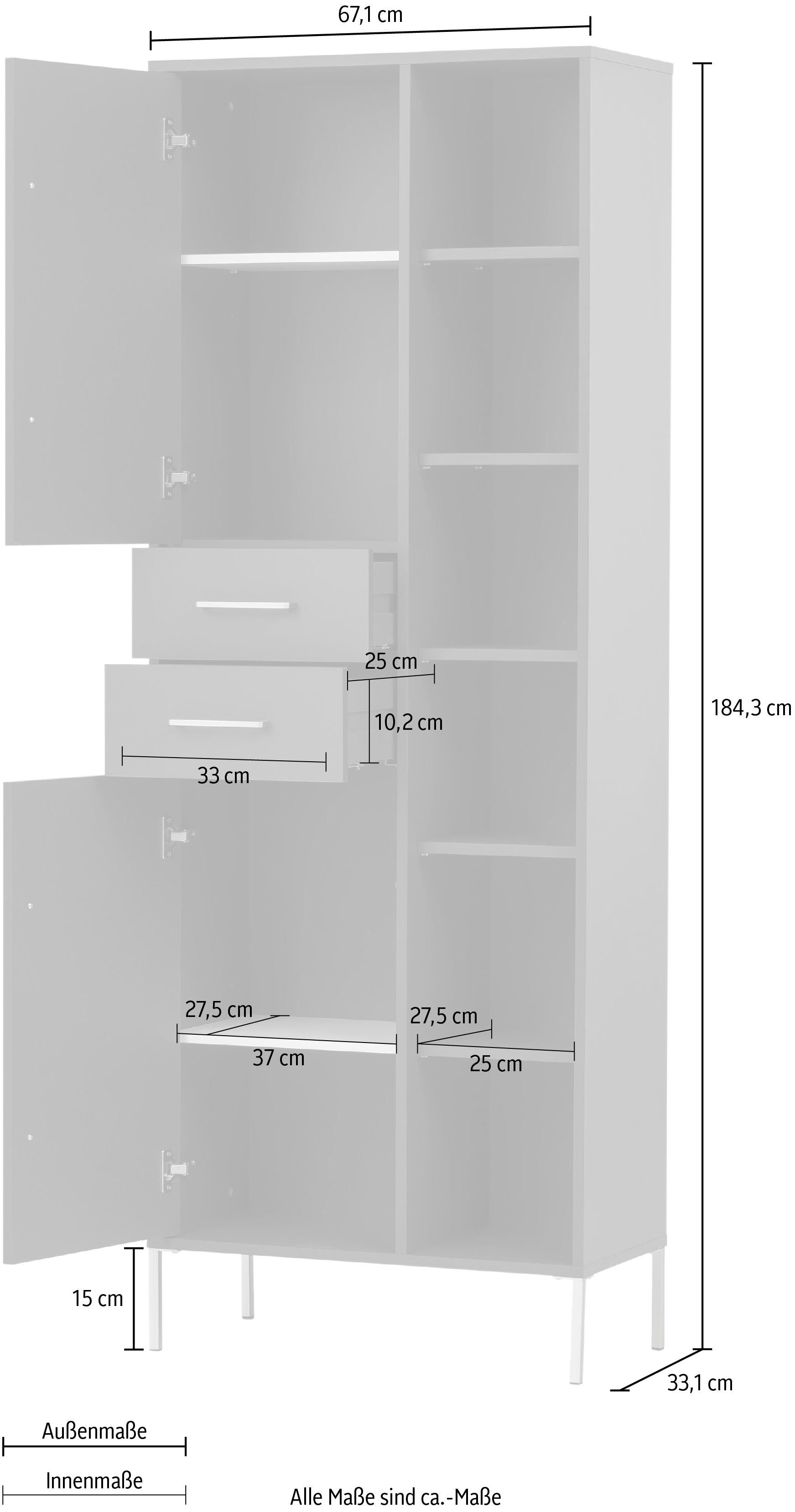 Breite Germany | Hochschrank waldgrün in Kent made 67,1 waldgrün cm, Schildmeyer