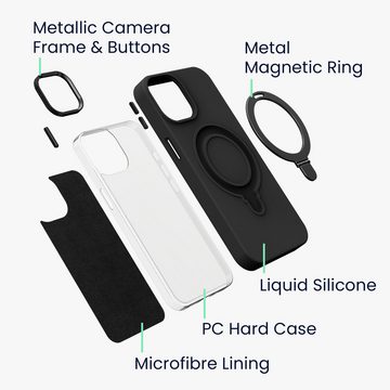 kalibri Handyhülle Silikon Hülle für Apple iPhone 15 -, Case kompatibel mit MagSafe - Cover mit Stand Fingerhalter