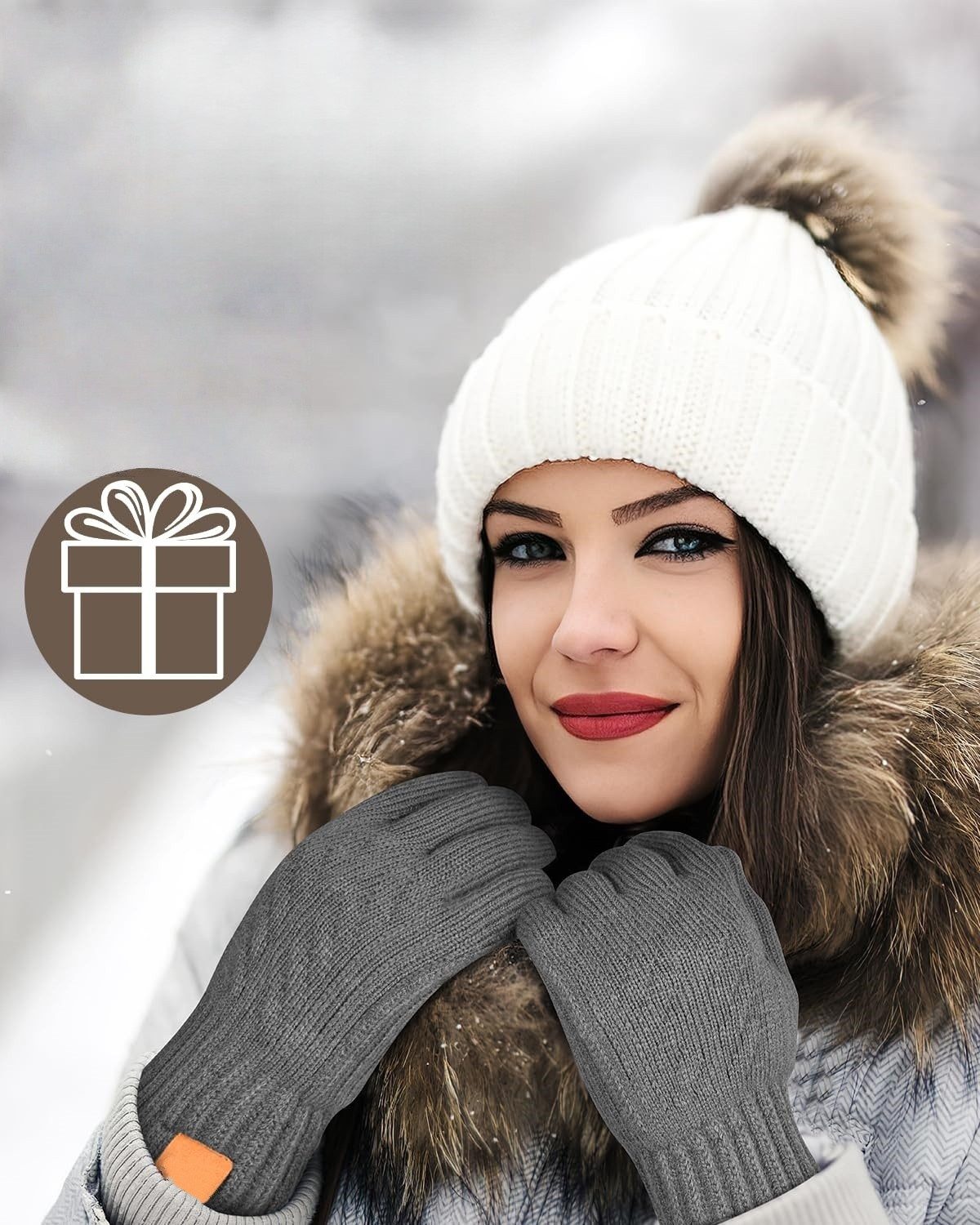 Coonoor Fleecehandschuhe Warme Winterhandschuhe Fleece Strickhandschuhe Touchscreen Thermo (für Herren Damen Weihnachten und Neujahr Geschenkideen) für Outdoor  – Bild 4 von 5