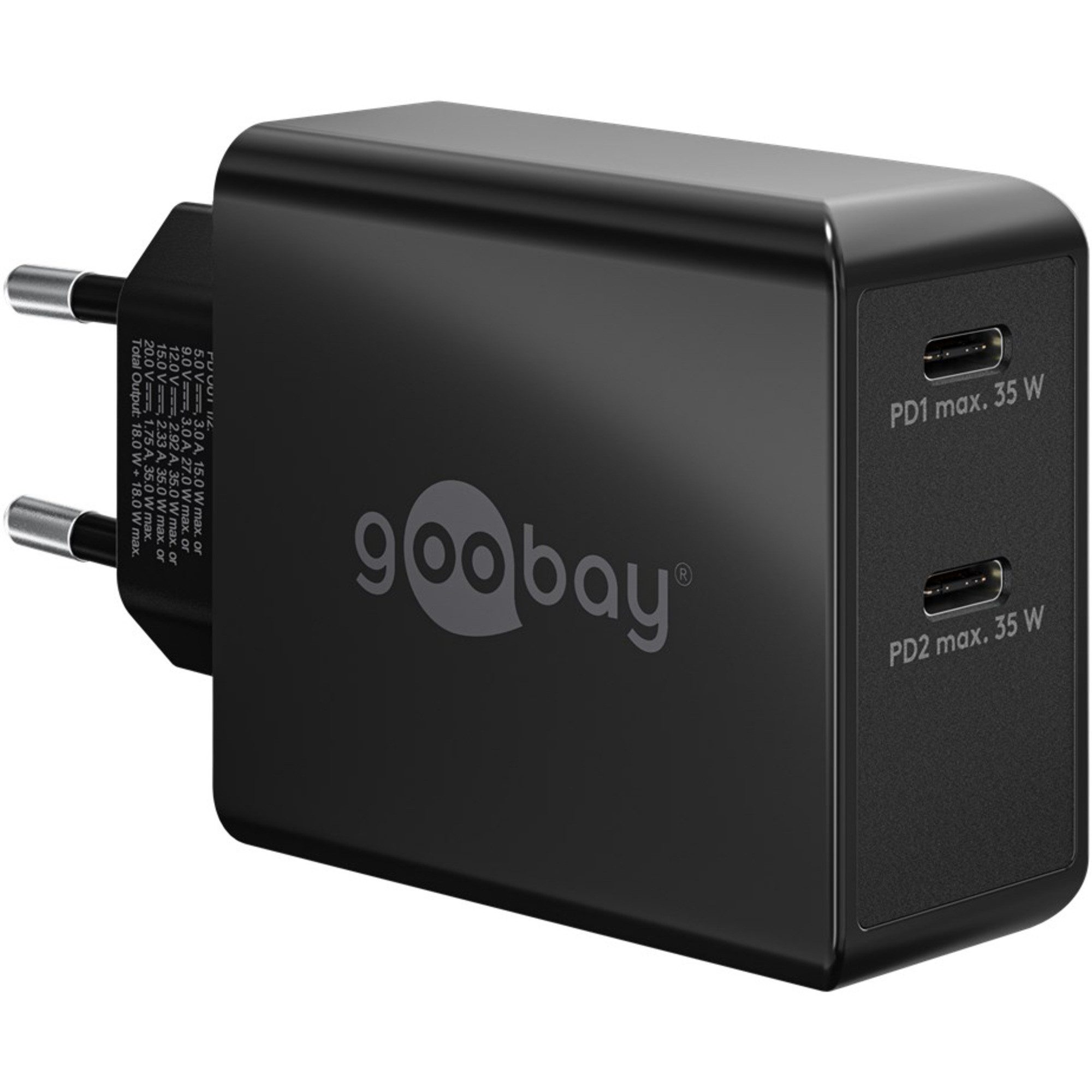 Goobay goobay USB-C Dual-Schnellladegerät 36 Watt, PD, Netzteil