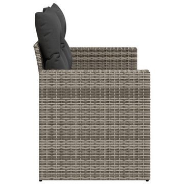 vidaXL Loungesofa Gartensofa 2-Sitzer mit Kissen Grau Poly Rattan