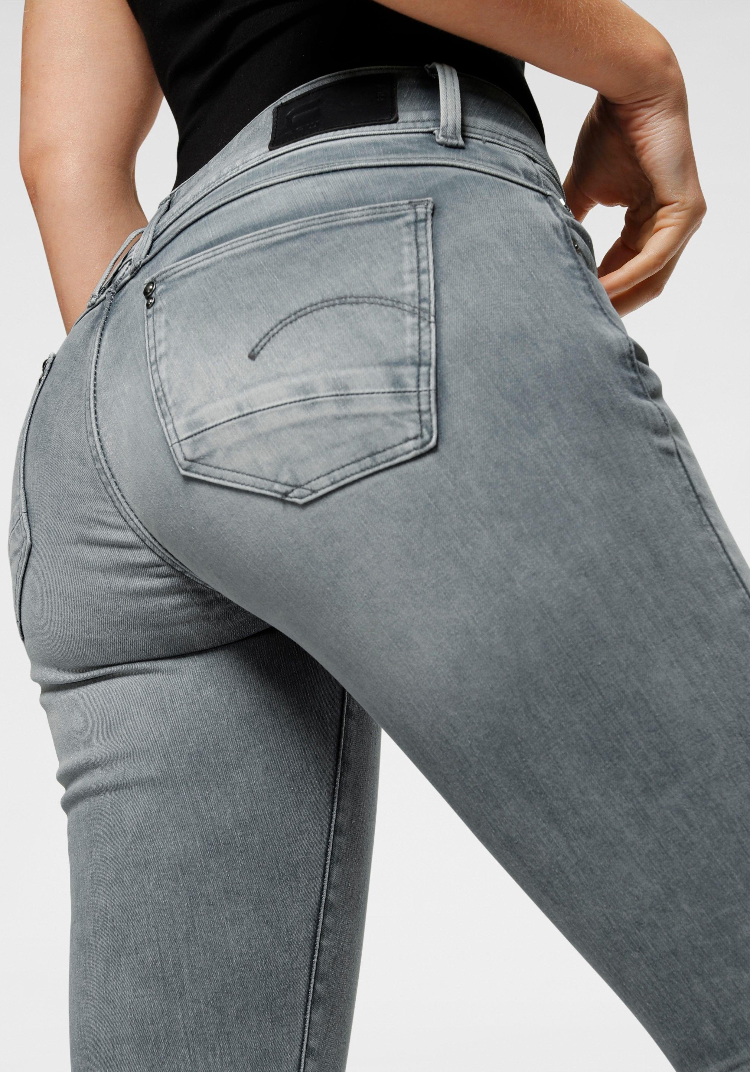 G-Star Waist Elasthan-Anteil Skinny-fit-Jeans Mid RAW faded industrial grey mit Skinny