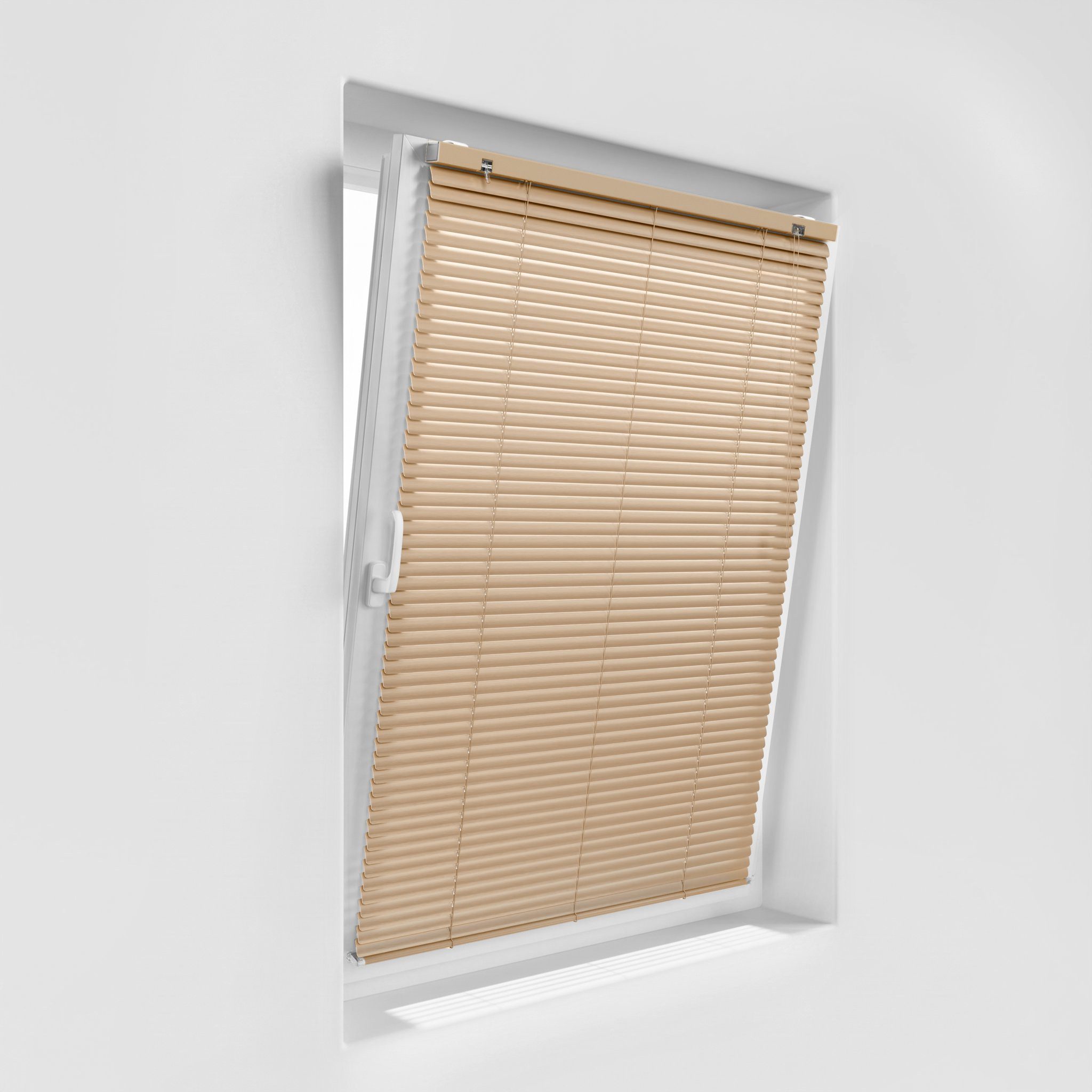 Victoria M. Jalousie Aluminium Jalousie, 45 x 130 cm, peanutbutter-braun matt, mit Bohrenohne Bohren, freihängend, Sicht- Licht- und Blendschutz, inkl. Klemmclips