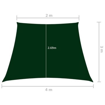 furnicato Sonnenschirm Sonnensegel Oxford-Gewebe Trapezförmig 2/4x3 m Dunkelgrün