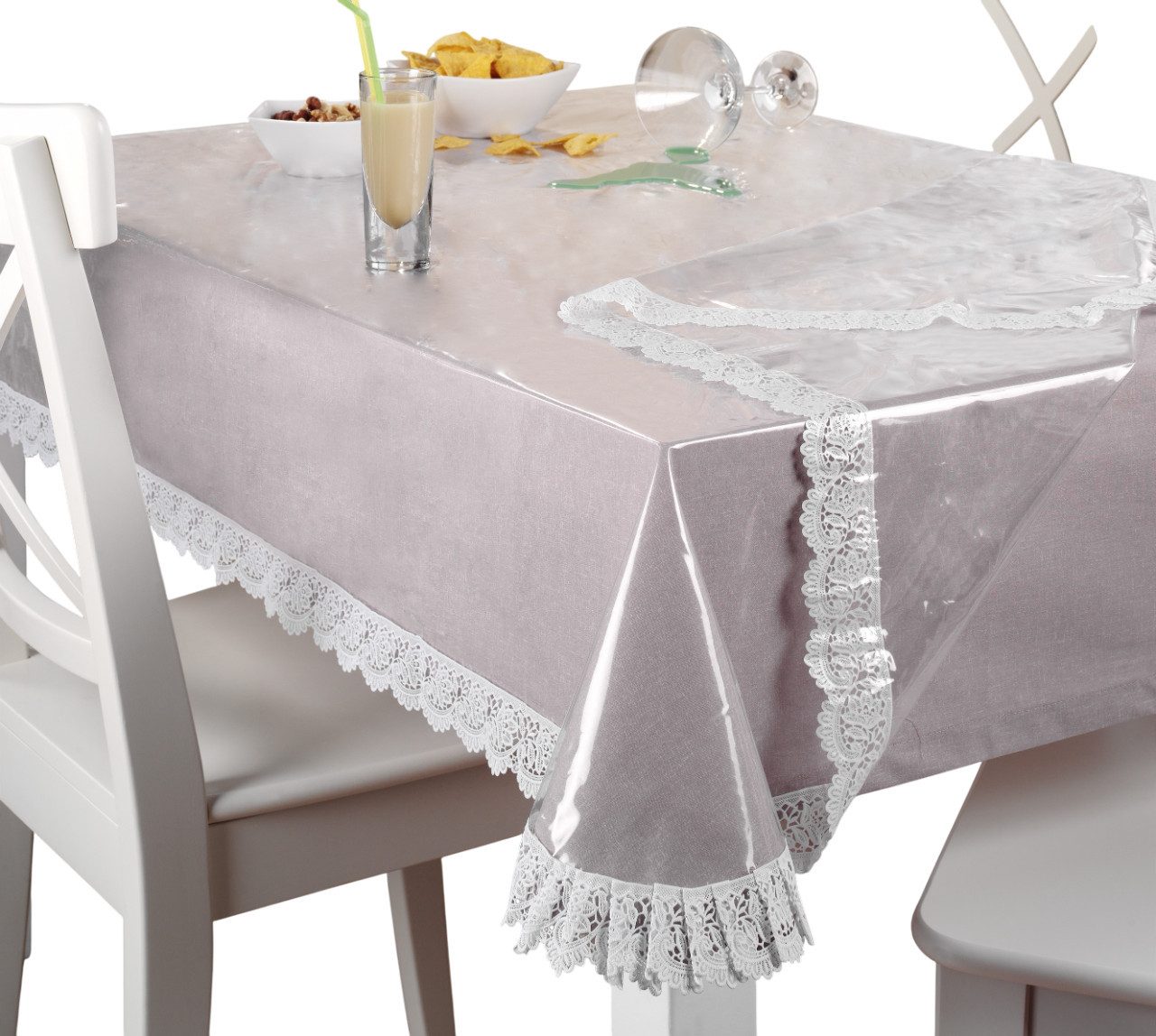 Peyer Syntex Tischdecke Klassische Glasklar Tischdecke mit Vinylspitze, Vinylspitze