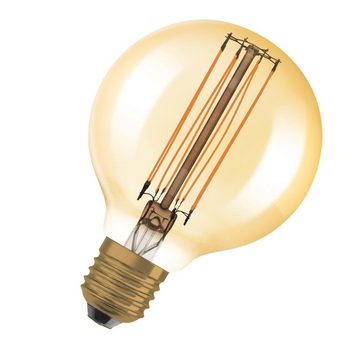 Osram LED-Leuchtmittel LED VINTAGE E27 Glühlampe Globe 80, E27