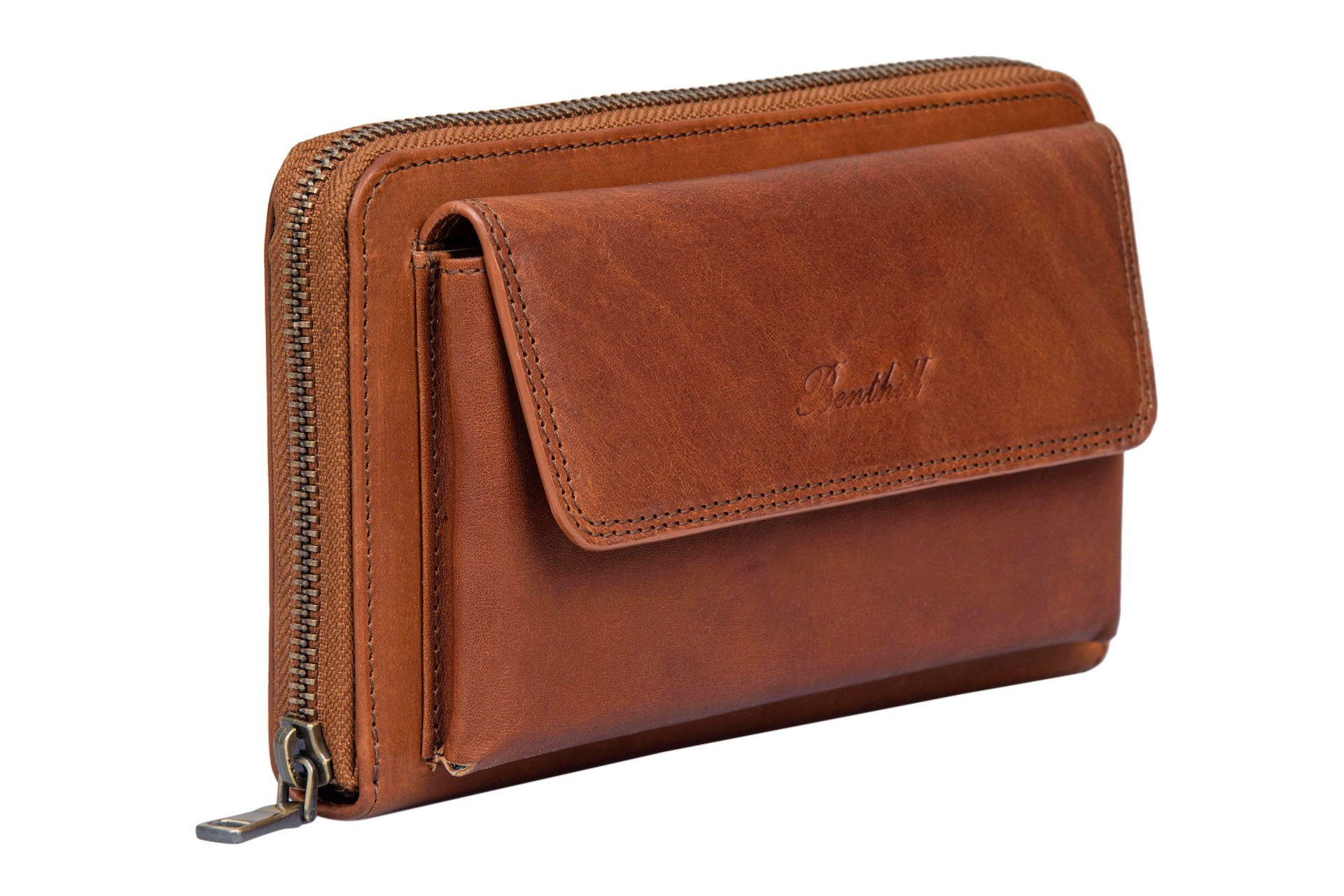 Geldbörse Damen XL Echt Leder Portemonnaie mit Handyfach RFID Handgelenktasche