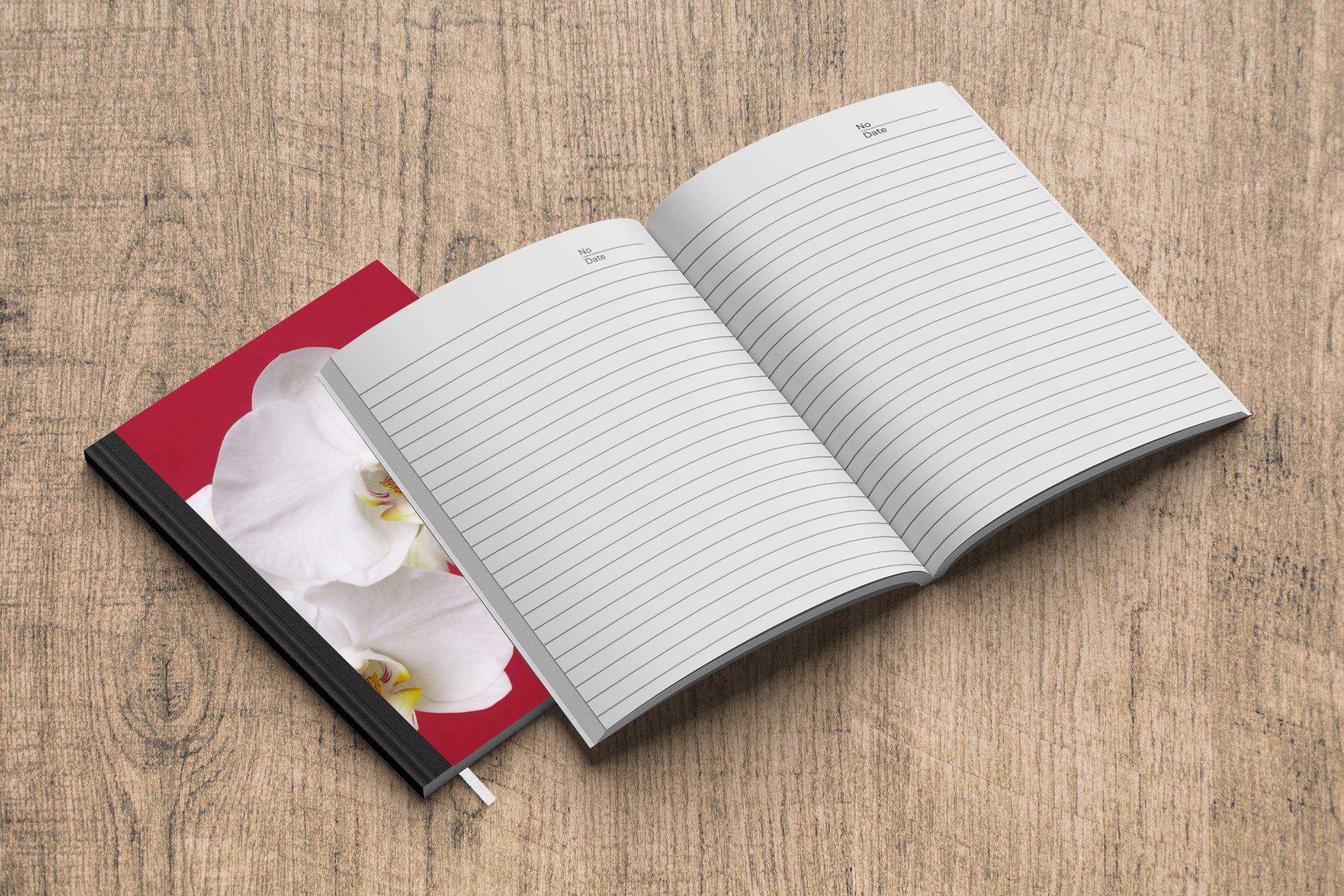 Orchidee Weiße Rot, Notizbuch Journal, auf Seiten, Notizheft, MuchoWow Haushaltsbuch Merkzettel, 98 A5, Tagebuch,