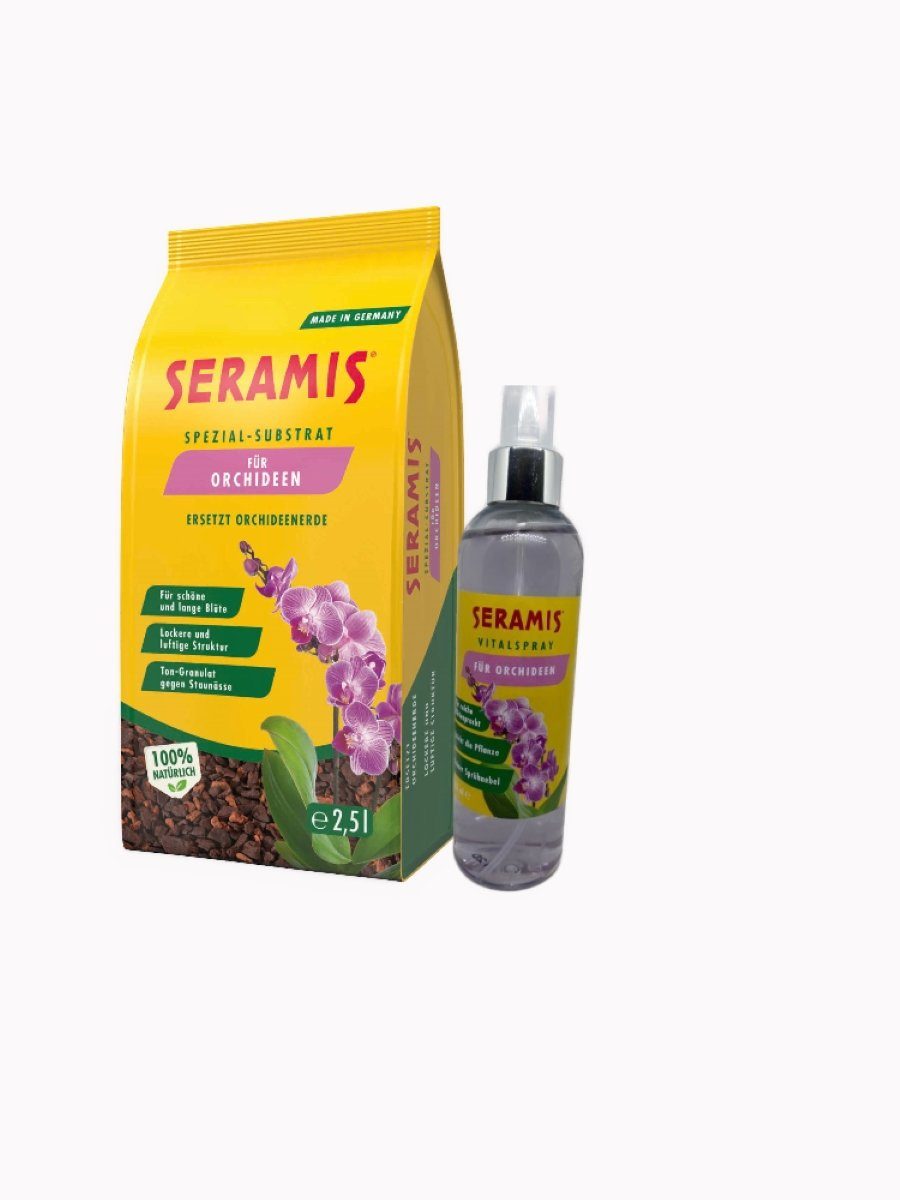 Seramis Blumendünger Seramis Orchideen Set - Pflanzgraulat & Blattpflege 2tlg, 2-St., 2,5 kg Substrat + 250 ml Blattpflege