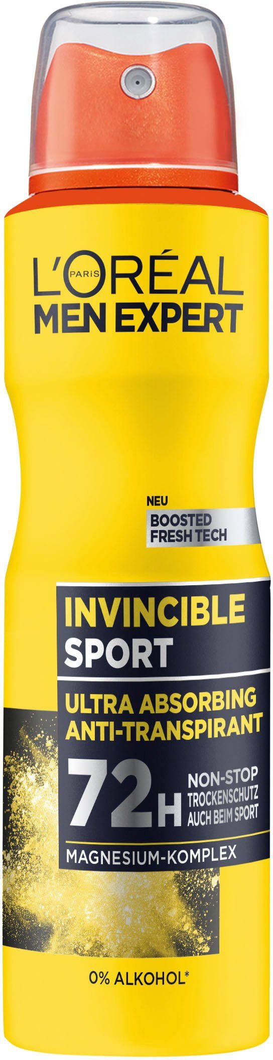 L'ORÉAL PARIS MEN EXPERT Deo-Spray Invincible Sport Anti-Transpirant, Zuverlässiger Deo Schutz beim Sport