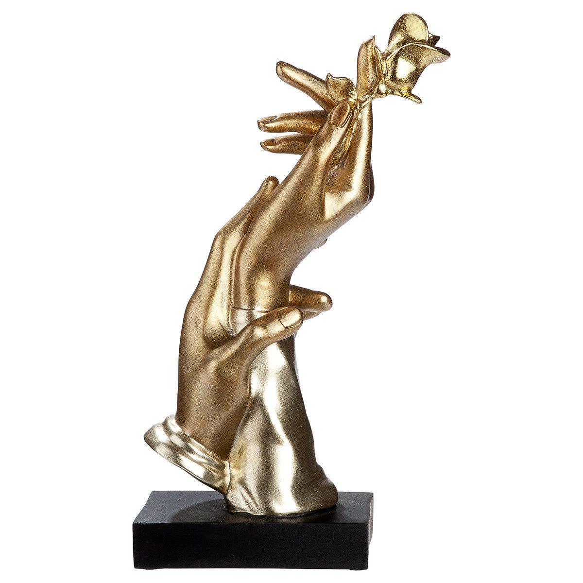 MF Skulptur Deko Skulptur Goldene Hände mit Rose 29,5cm (1 St) – Bild 3 von 5