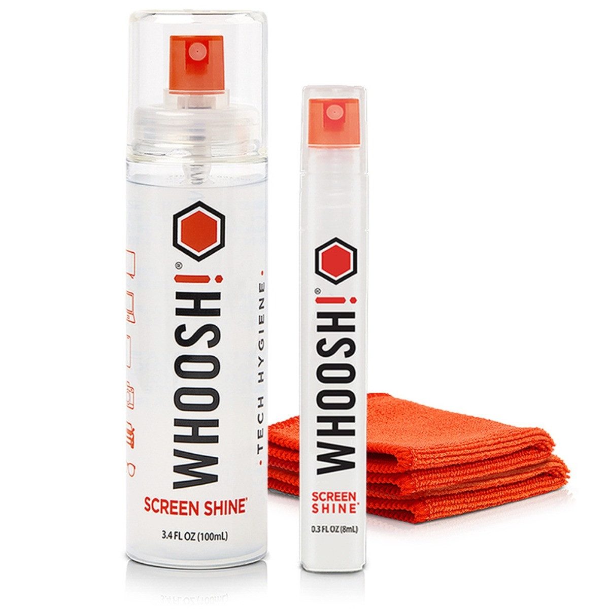 WHOOSH! Reinigungs-Set Screen Shine, Duo 100ml + 8ml + Mikrofasertuch 15x15cm