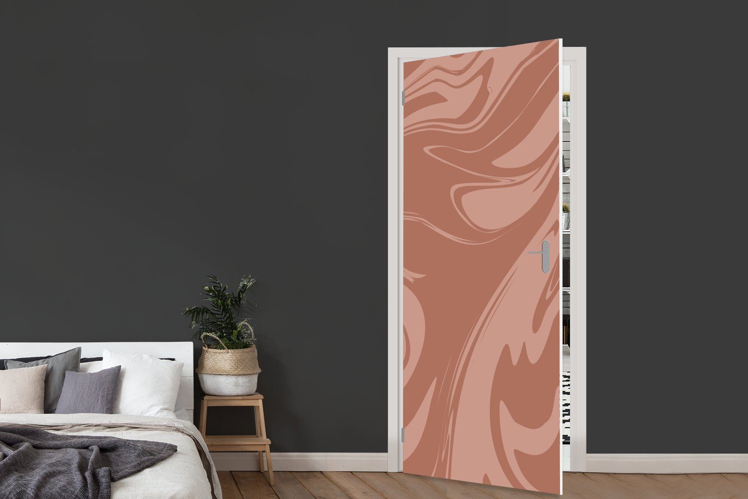 Tür, Türaufkleber, (1 cm 75x205 - Matt, Fototapete bedruckt, St), Türtapete Schokolade, MuchoWow für - Braun Marmor