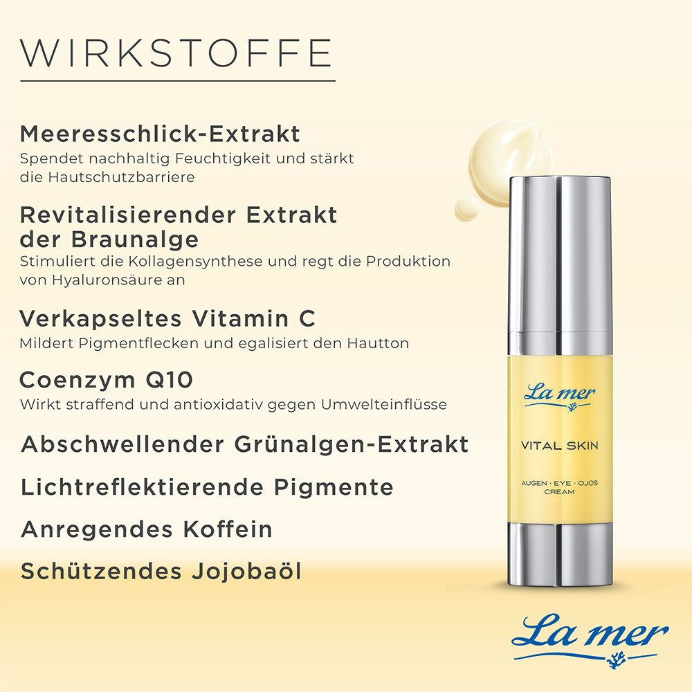 La mer Augencreme Vital Skin Augencreme – straffende Augenpflege mit Vitamin C & Q 10