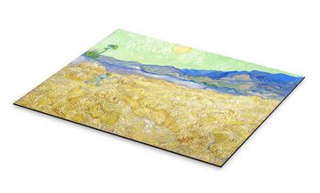 Posterlounge Alu-Dibond-Druck Vincent van Gogh, Weizenfeld mit Schnitter bei aufgehender Sonne, Wohnzimmer Malerei