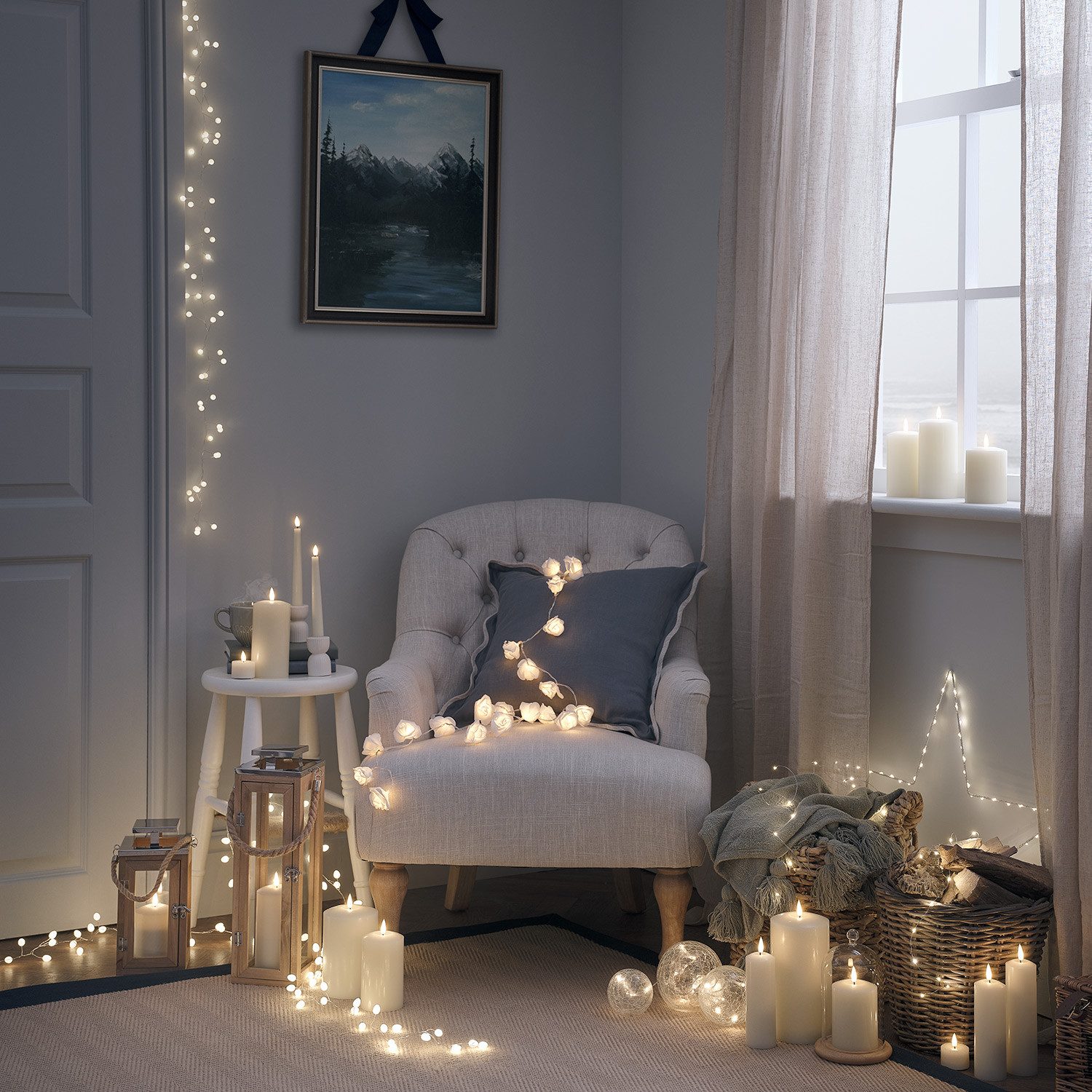 Lights4fun LED-Lichterkette Cluster Micro Lichterkette Beeren