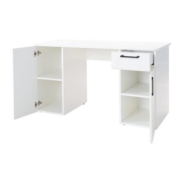 roba® Schreibtisch Sylt, 2 Türen, 1 Schublade, 2 höhenverstellbare Böden, weiß