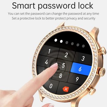 findtime Smartwatch (1,32 Zoll, Android, iOS), mit Telefonfunktion Diamanten mit Blutdruckmessung Schlafüberwachung