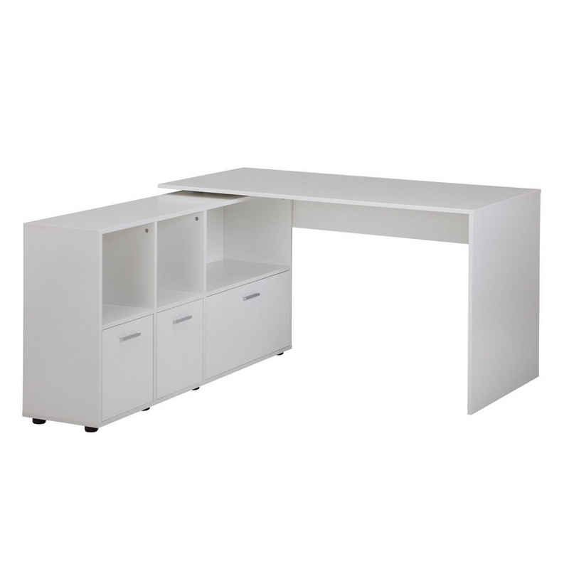 KADIMA DESIGN Schreibtisch Eckschreibtisch für Home Office, mit Regal & Schubladen