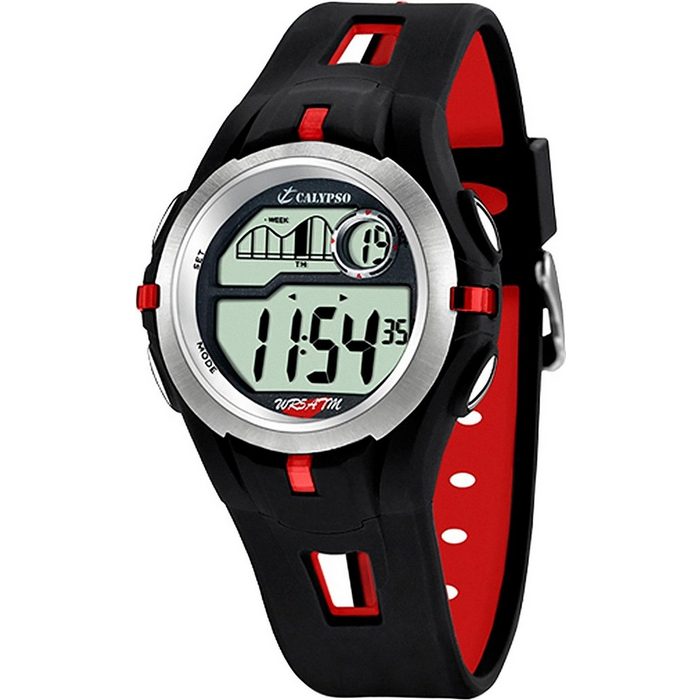 CALYPSO WATCHES Digitaluhr Calypso Herren Uhr K5511/4 Kunststoffband (Armbanduhr) Herren Armbanduhr rund PURarmband schwarz rot Sport