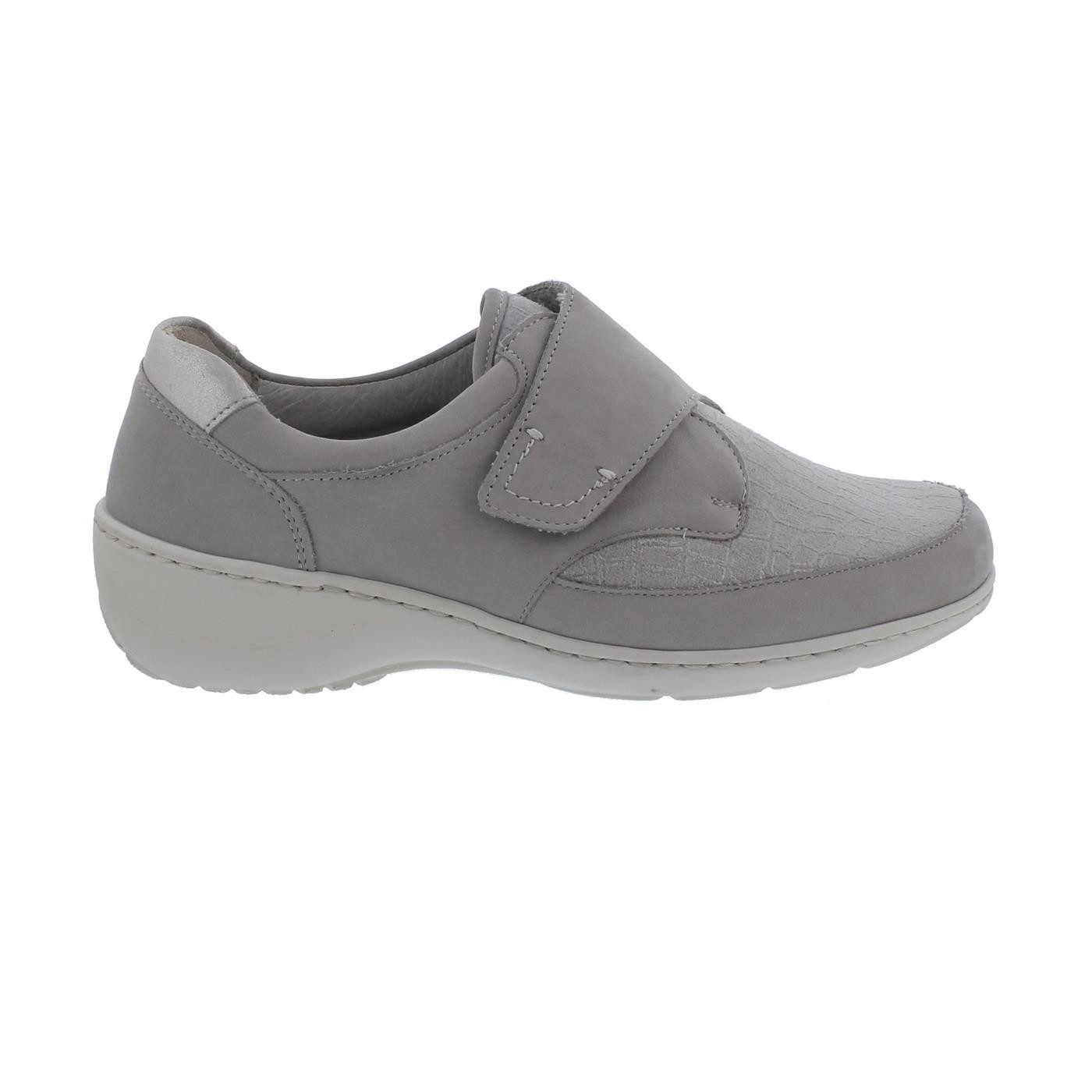 Waldläufer Kya Halbschuh, Nubukleder mit Stretcheinsatz, stein silber, Klettschuh