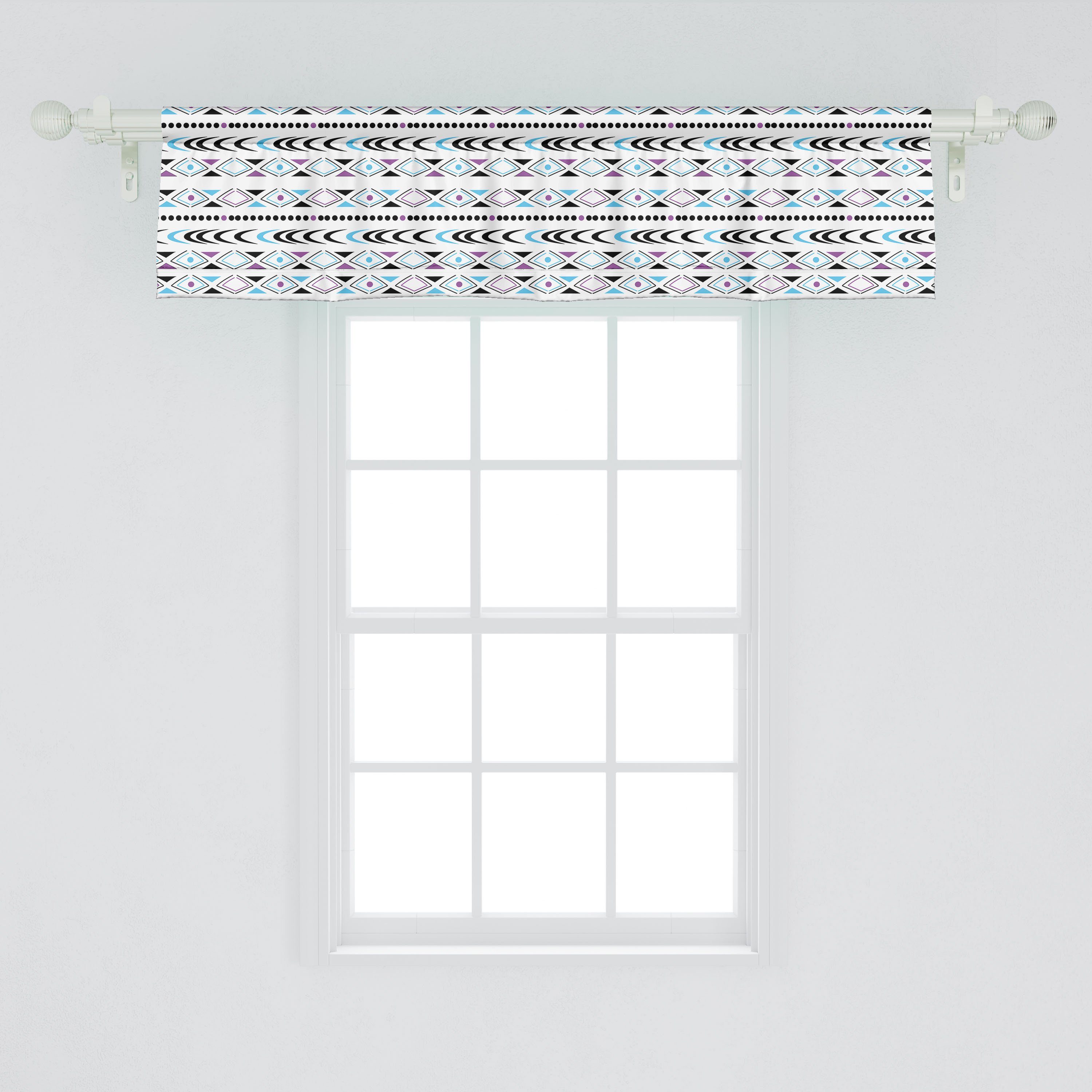 Küche Volant Stangentasche, Schlafzimmer für Dots Stammes Halbkreise Microfaser, Abakuhaus, mit Dekor Triangles Scheibengardine Vorhang