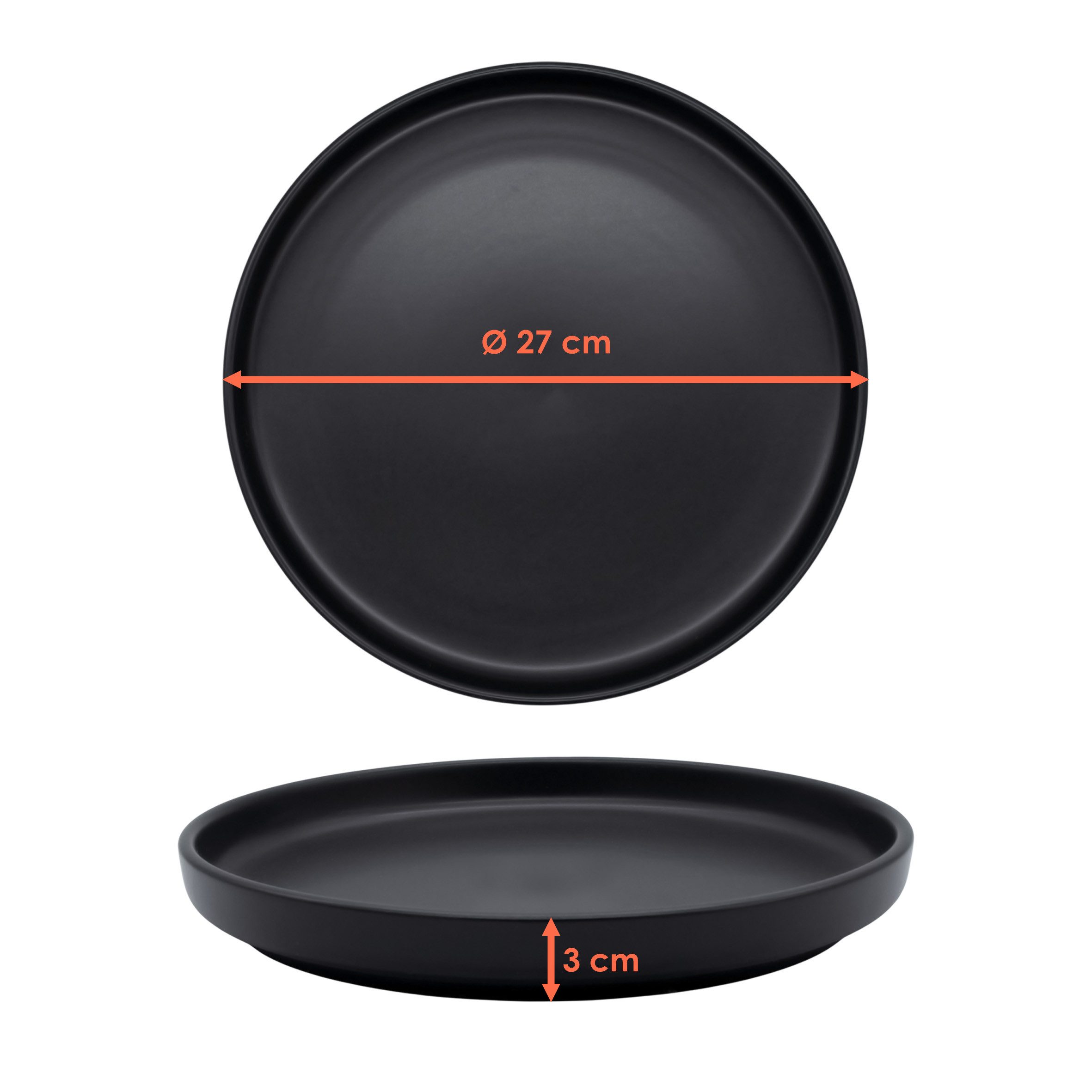 Spetebo Tafelservice Feinkeramik Service schwarz matt - 6er Set (1-tlg), 6 Personen, Feinkeramik, für Backofen und Mikrowelle geeignet