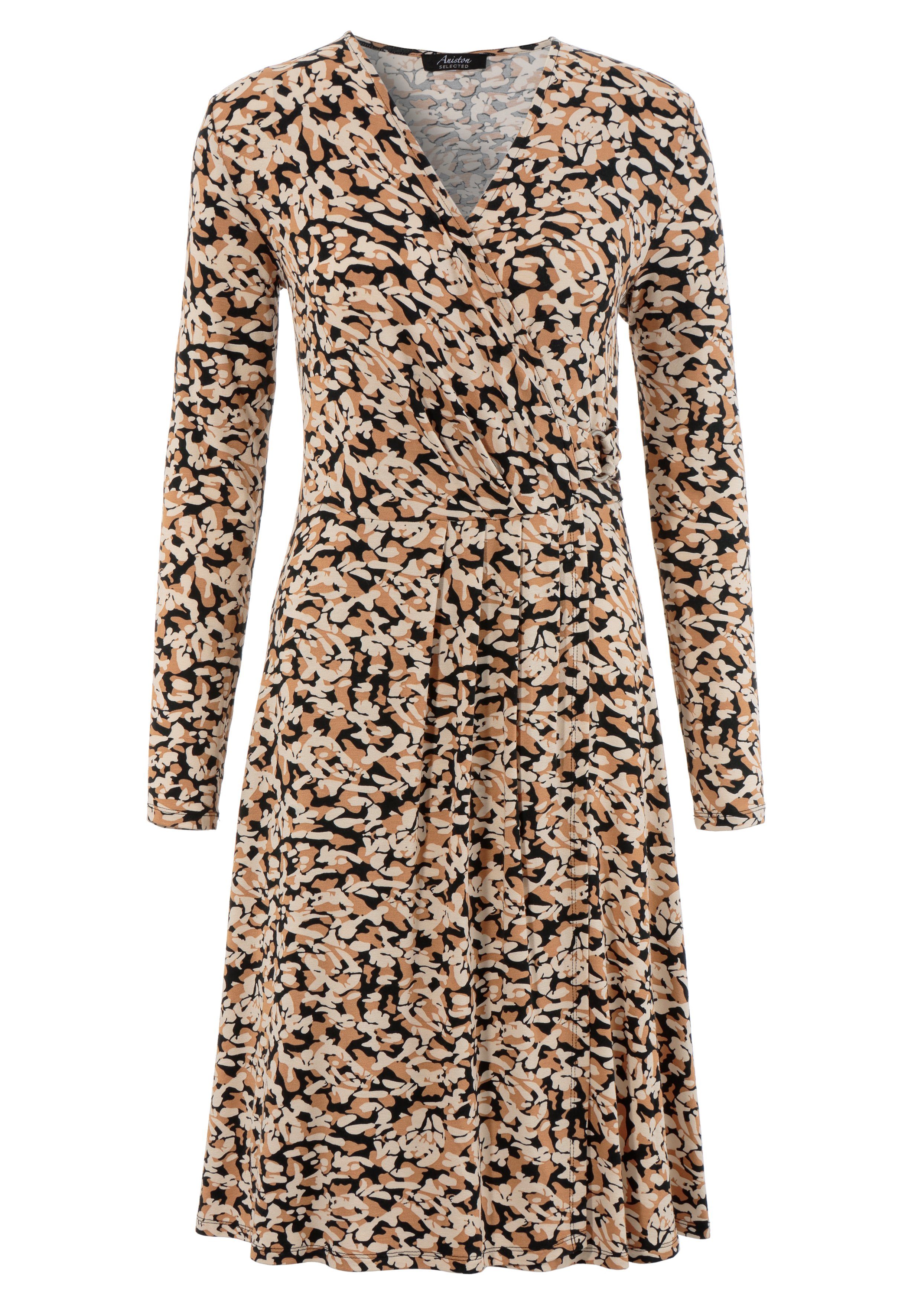 Damen Kleider Aniston SELECTED Jerseykleid mit Schmuckelement am Wickel-Ausschnitt
