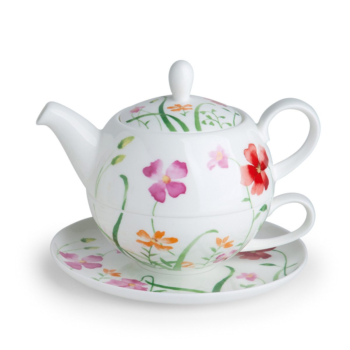 TeaLogic Single Geschirr-Set Tea For One Set Lotta Teekanne Teetasse Untertasse Fine Bone China (1-tlg), 1 Personen, 4-tlg.