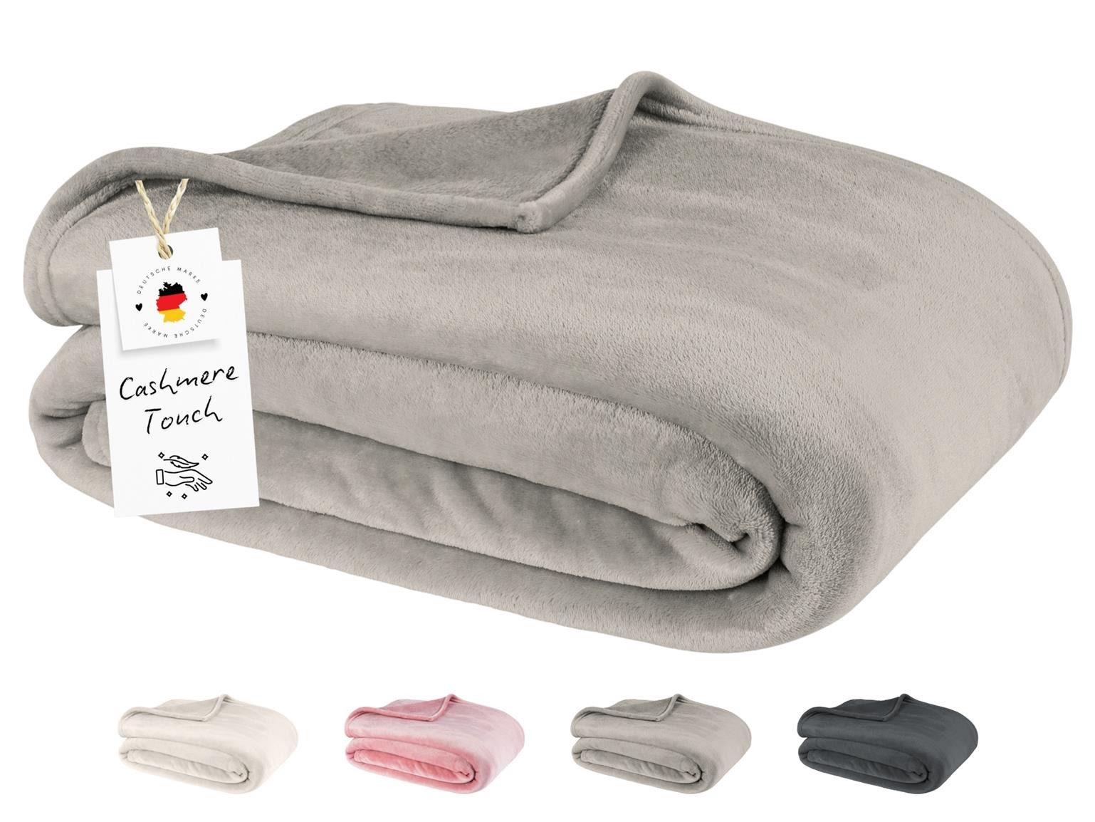 Wohndecke Kuscheldecke Flauschig Fleecedecke 150x200 180x220 Sofa Couch Decke, Carpe Sonno, Super Softe Sofadecke Überwurf Tagesdecke Beige Grau