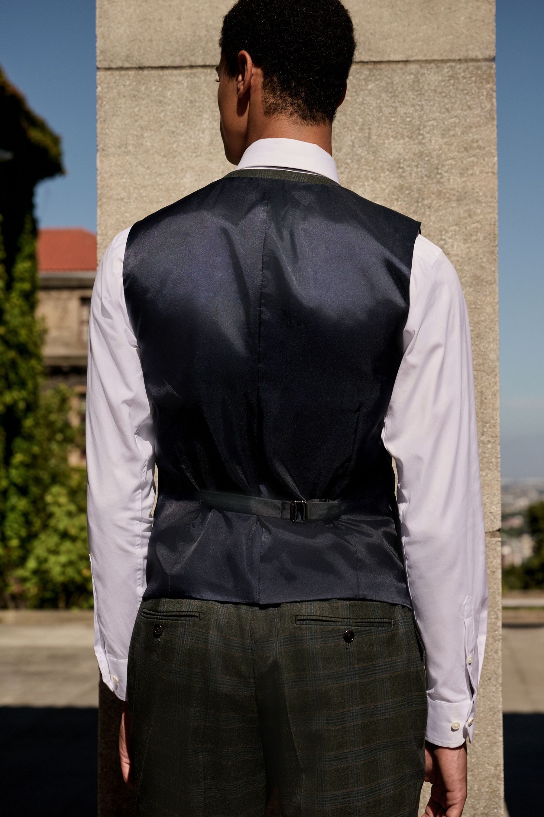 Next Anzugweste Paspelierter Anzug im Karomuster: Weste (1-tlg) günstig online kaufen