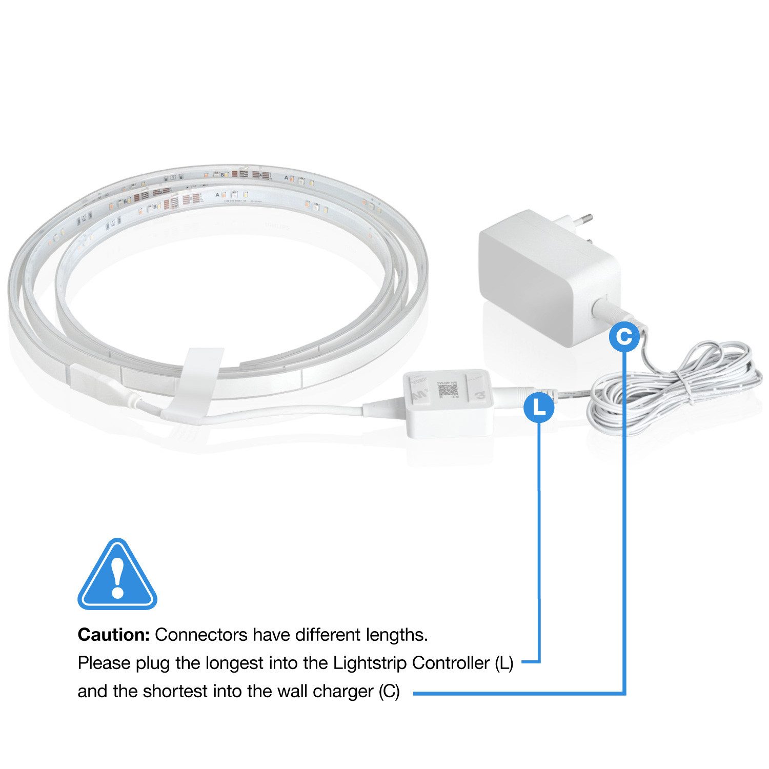 Wicked Chili 3m Ersatz Kabel Verlängerung für Philips HUE Lightstrip Plus V3 / V4 Verlängerungskabel, Hohlstecker , Hohlsteckerbuchse  (300 cm), 3,0m DC-Ersatzkabel für Philips HUE Lightstrip Plus