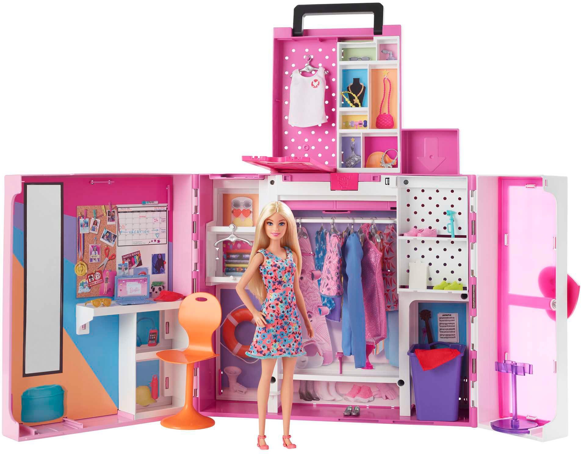 Barbie Puppenkleiderschrank Traum-Kleiderschrank mit Puppe (blond), Zubehör & Kleidung