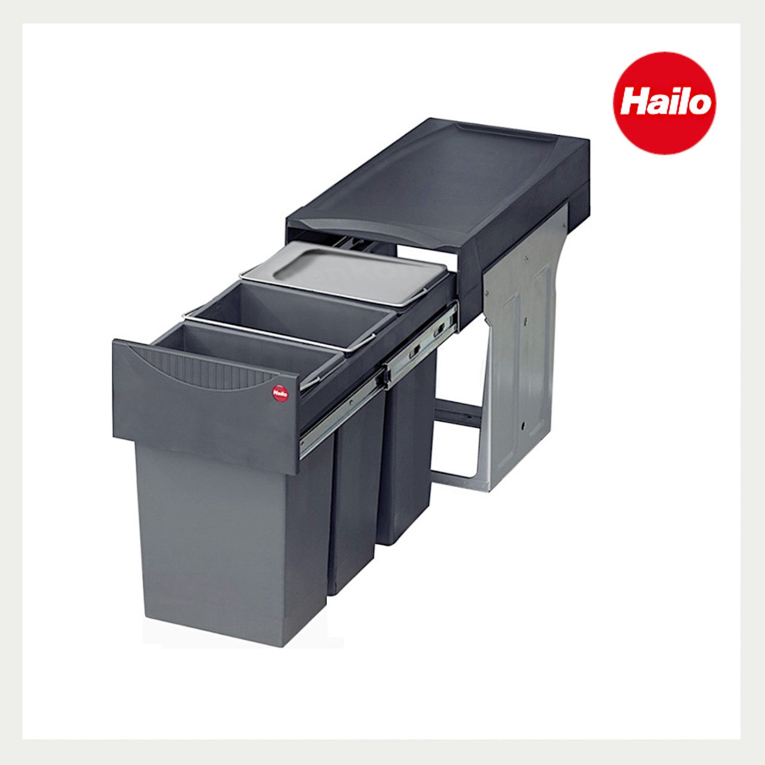 Hailo Einbaumülleimer Hailo Abfallsammler 3666132 TZ Swing Terzett 3x 10 Liter mit Biodeckel