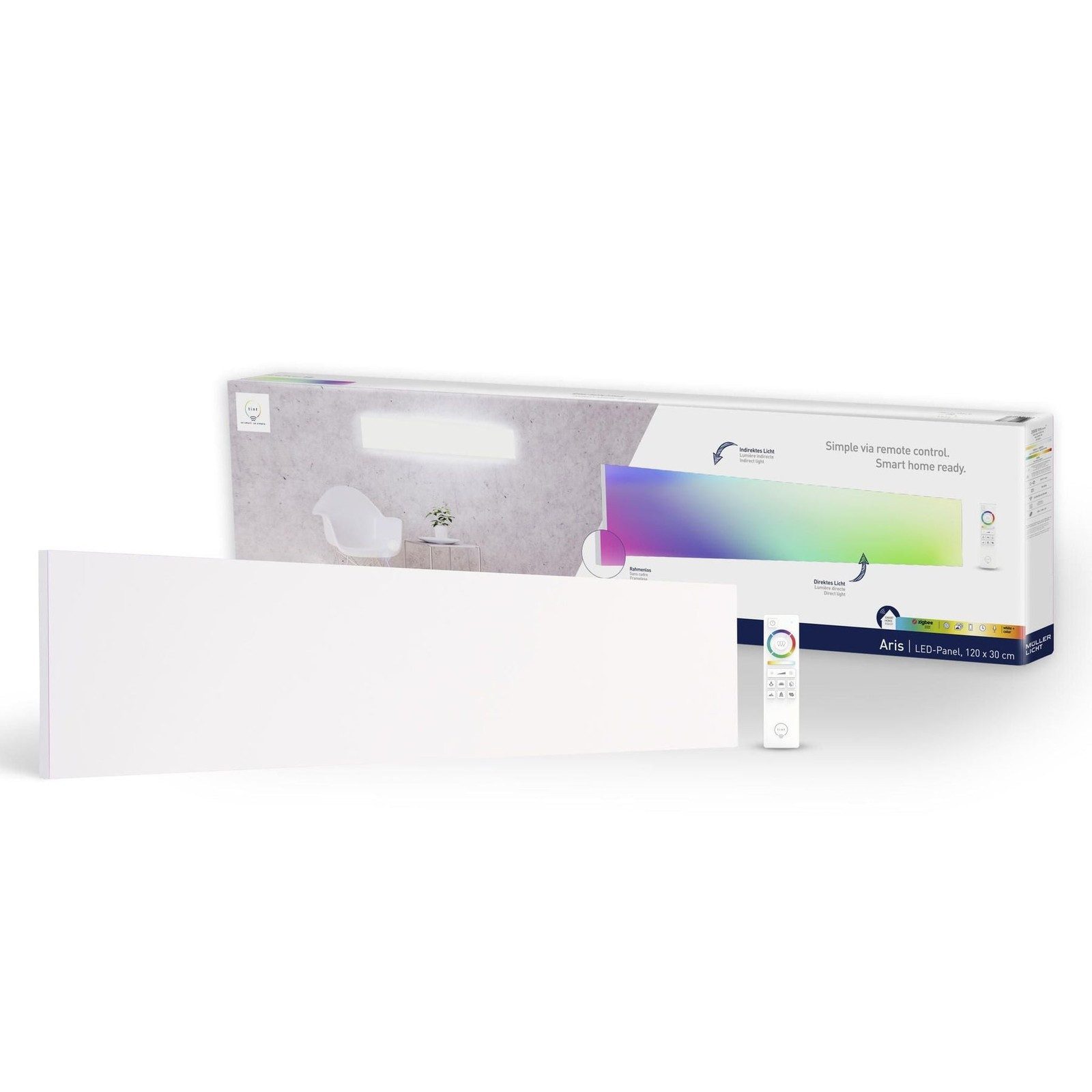 tint LED Deckenleuchte Deckenlampe Decken Panel RGB Decken Wandleuchte mit FB 120x30, LED Panelleuchte Farbwechsel Lampe Wohnzimmerlampe Flurleuchte