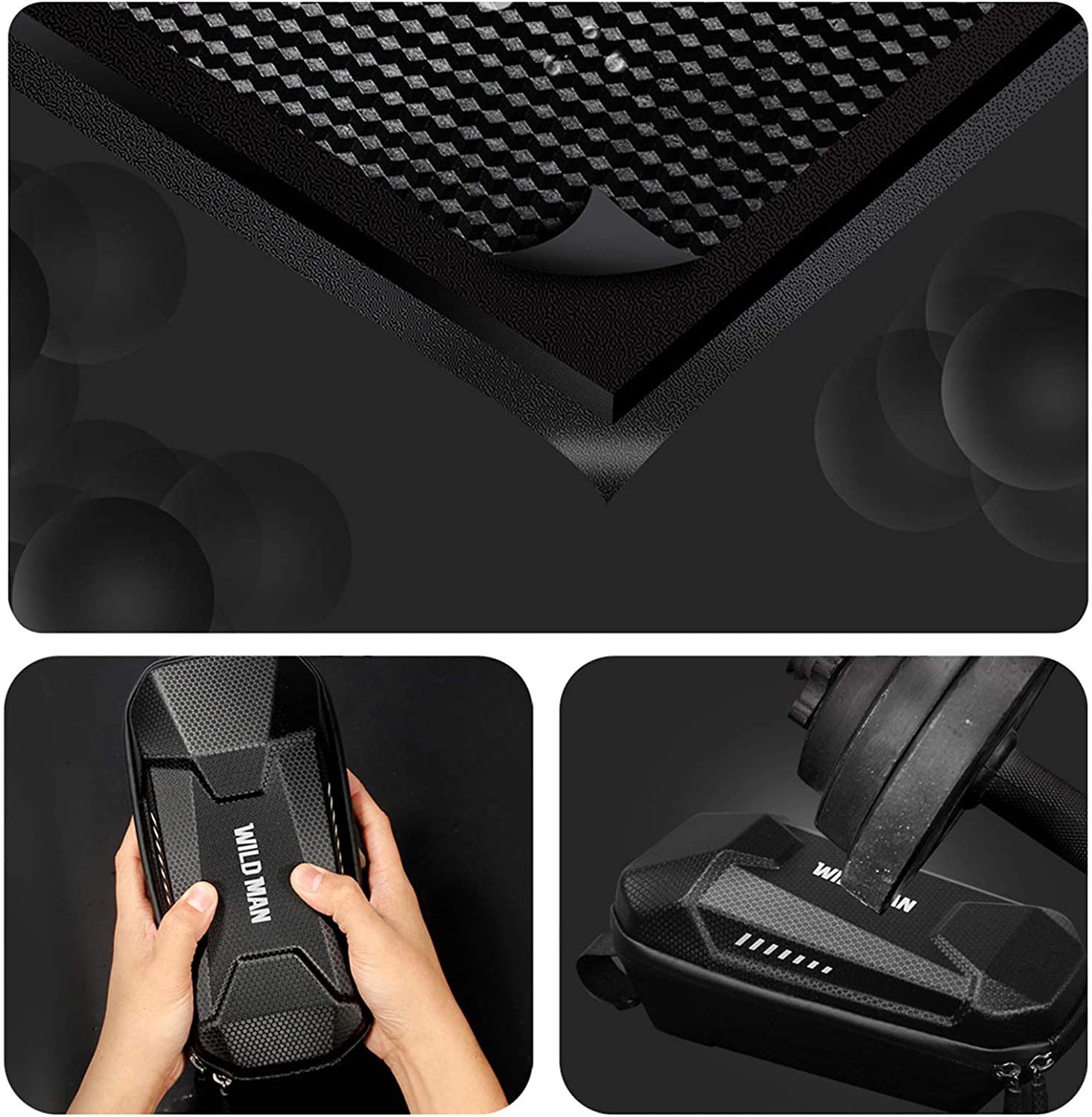 Refined Living Bicycle Bag Scooter Bag for Scooters, Front Tube Bag Large Handlebar Bag Waterproof (1-piece, front bag for electric scooters, large capacity, EVA material), suitable for most scooters, e-scooters and electric folding bikes.