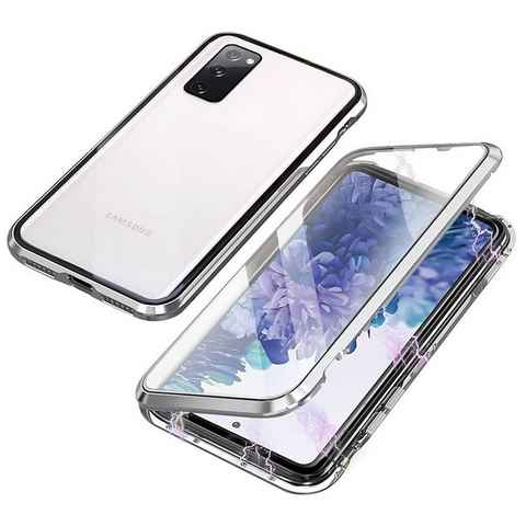 Wigento Handyhülle Für Samsung Galaxy S23 FE 360 Grad Magnet Glas Bumper Handy Hülle Case