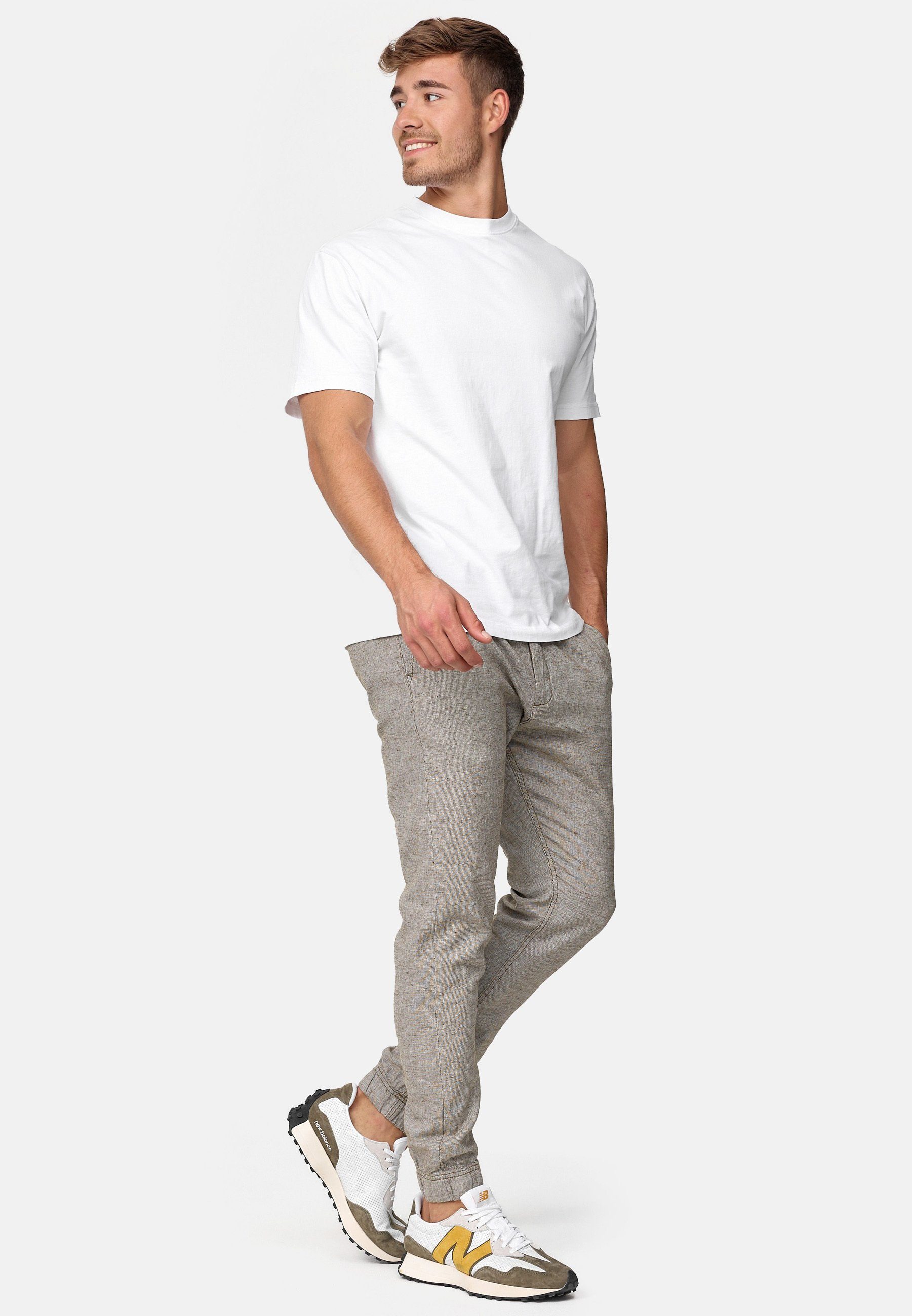 Indicode Leinenhose Herren Blnda Sommerhose Leinen Herrenhose samt dekorativem Gürtel aus Kordeln